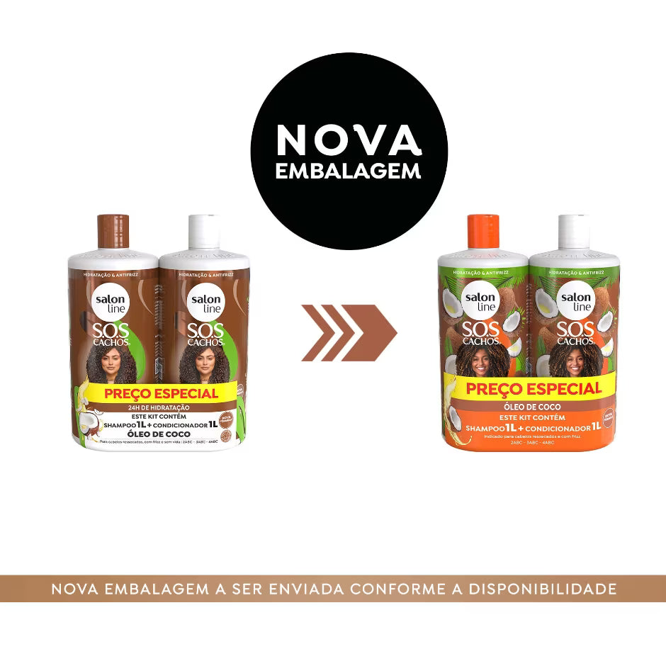 Kit SOS Cachos Coco Profundo Shampoo e Condicionador Litrão Salon Line