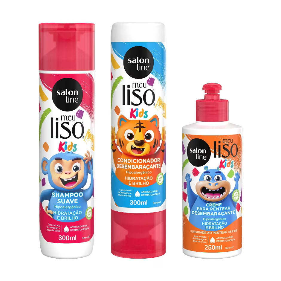Meu Lisinho Kids Shampoo + Condicionador + Creme para pentear Salon Line